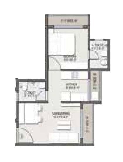 Nakshatra Nirvana Unit plan - 365 sq.ft.