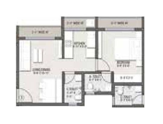 Nakshatra Nirvana Unit plan - 379 sq.ft.