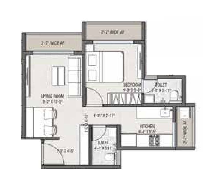 Nakshatra Nirvana Unit plan - 394 sq.ft.