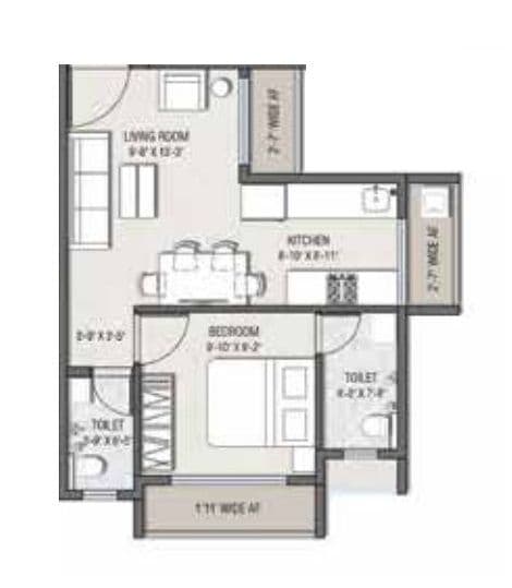 Nakshatra Nirvana Unit plan - 344 sq.ft.