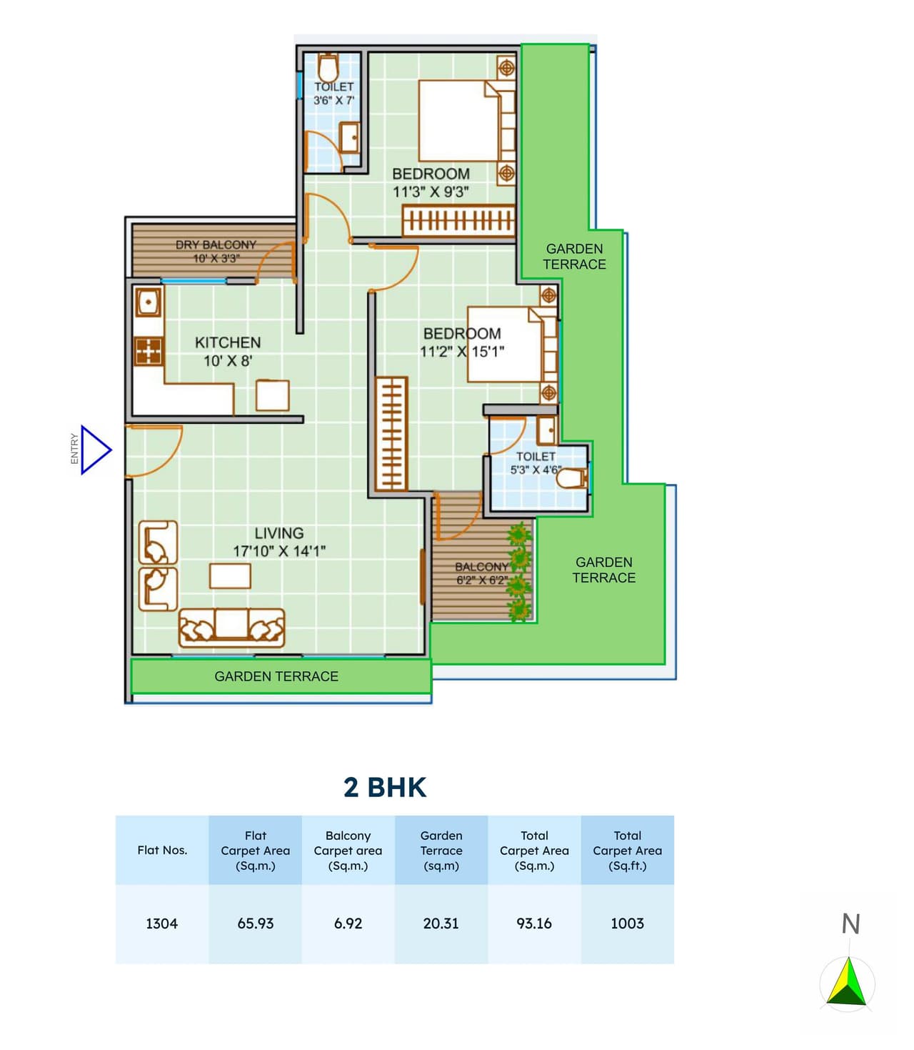 Bluepearl 204 Blue Paradise Unit plan - 1004 sq.ft.