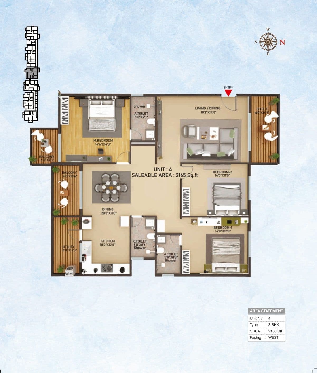 Vainavi Celestium Unit plan - 1358 sq.ft.