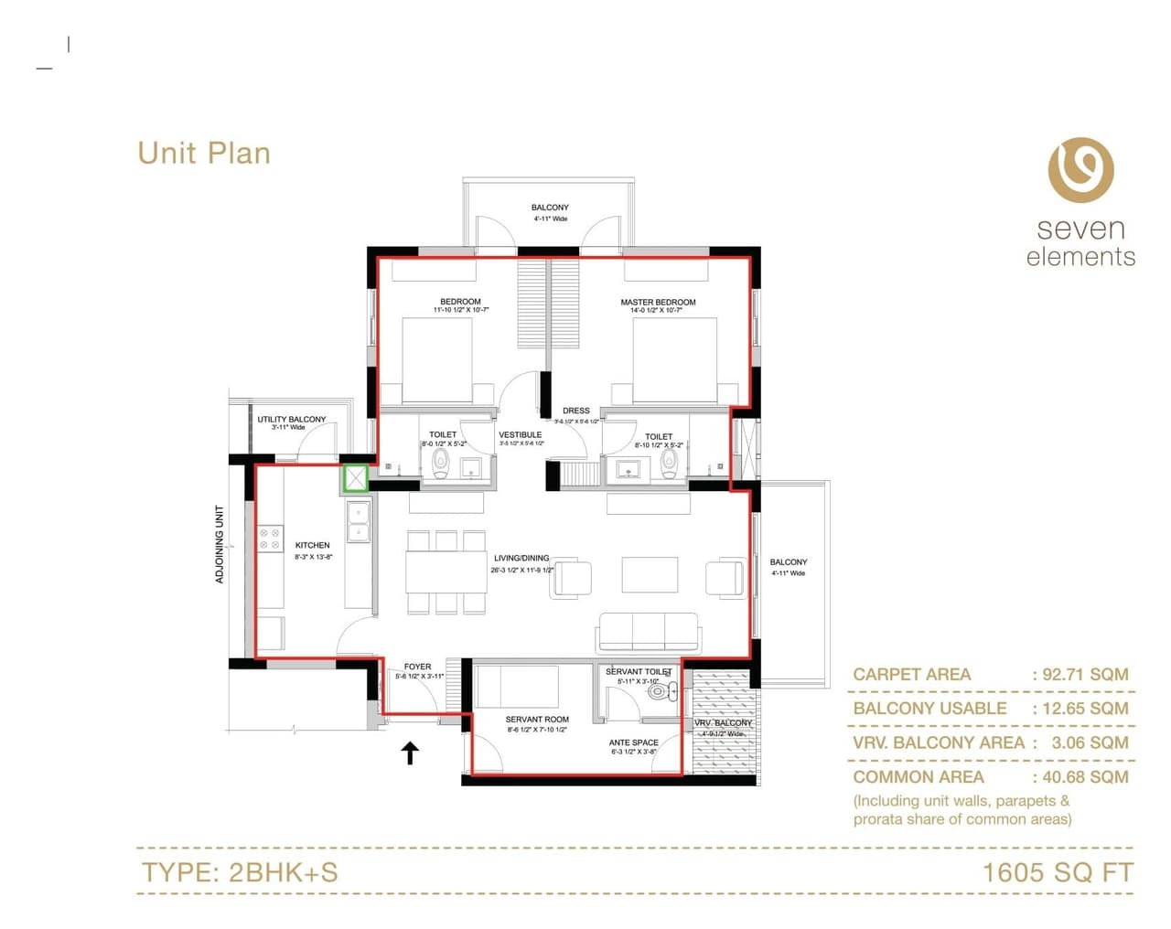 Unit plan - 992 sq.ft.