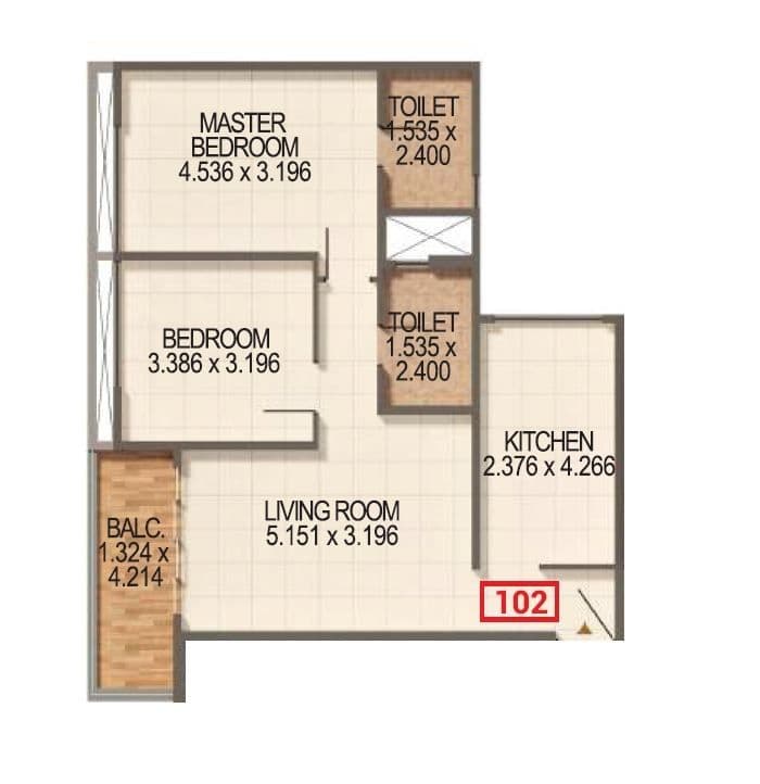 Kumar Palmspring Unit plan - 823 sq.ft.