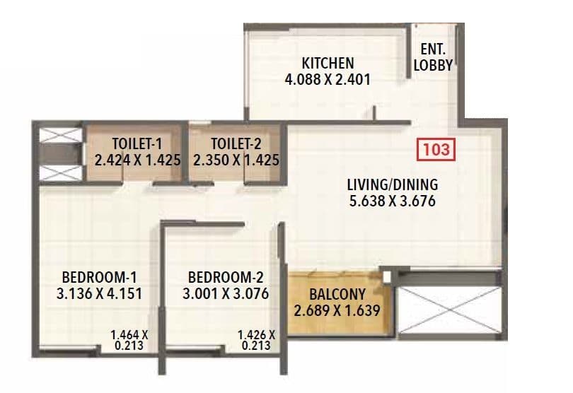 Kumar Princetown Tower Unit plan - 806 sq.ft.