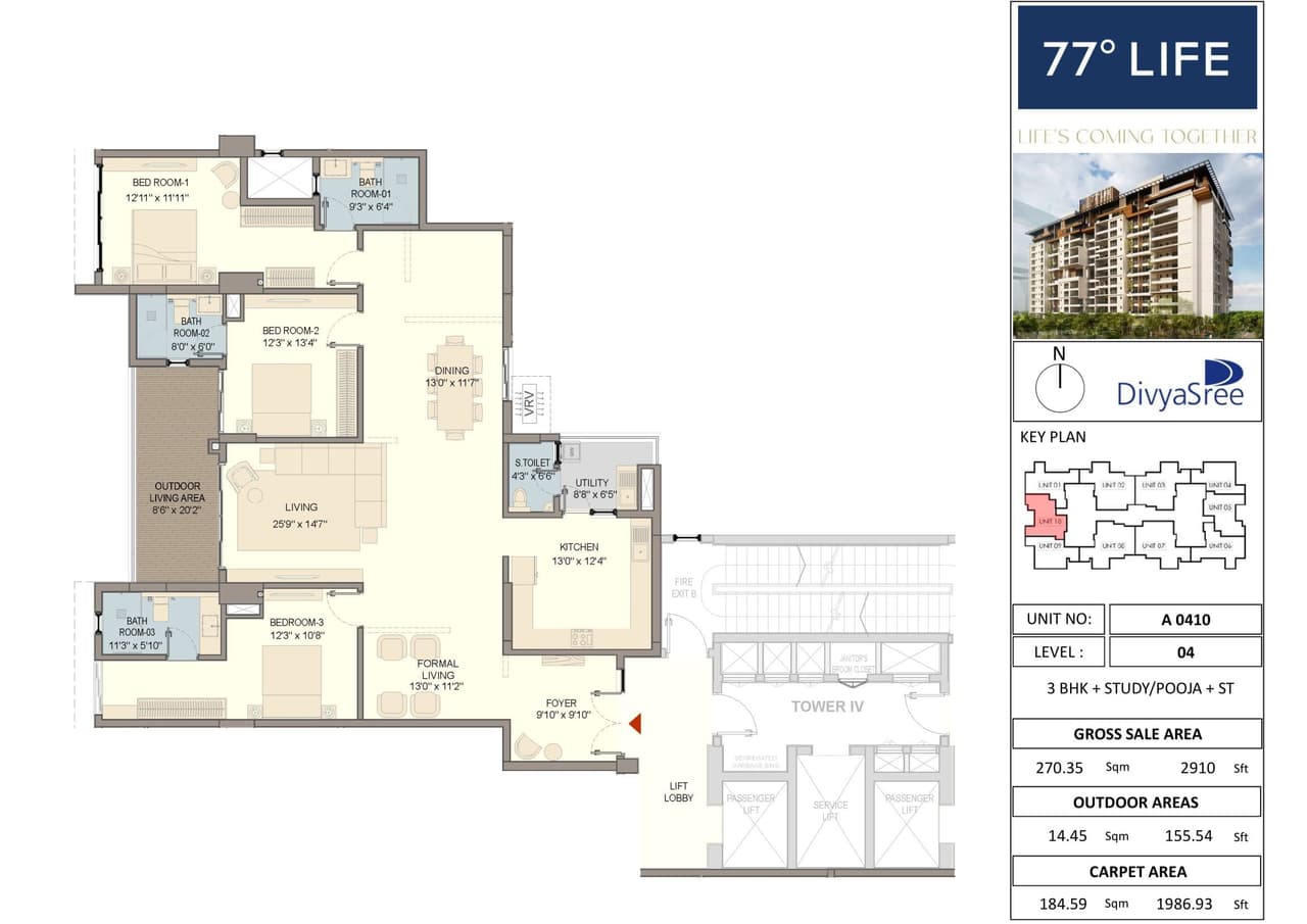 Divyashree 77 Life Unit plan - 1987 sq.ft.