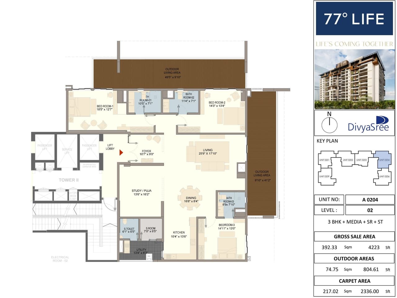 Divyashree 77 Life Unit plan - 2336 sq.ft.