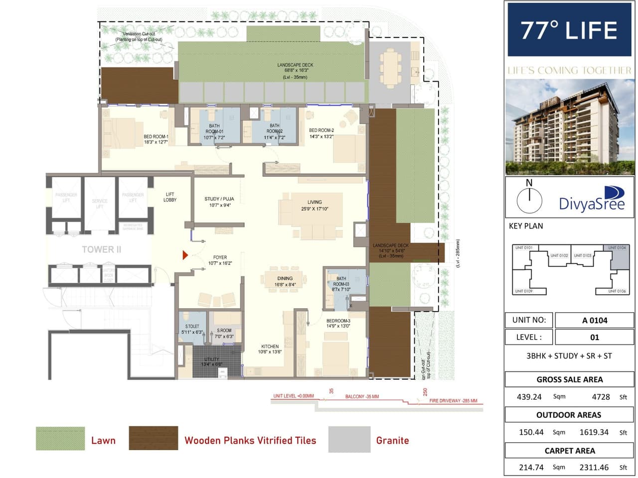 Divyashree 77 Life Unit plan - 2311 sq.ft.
