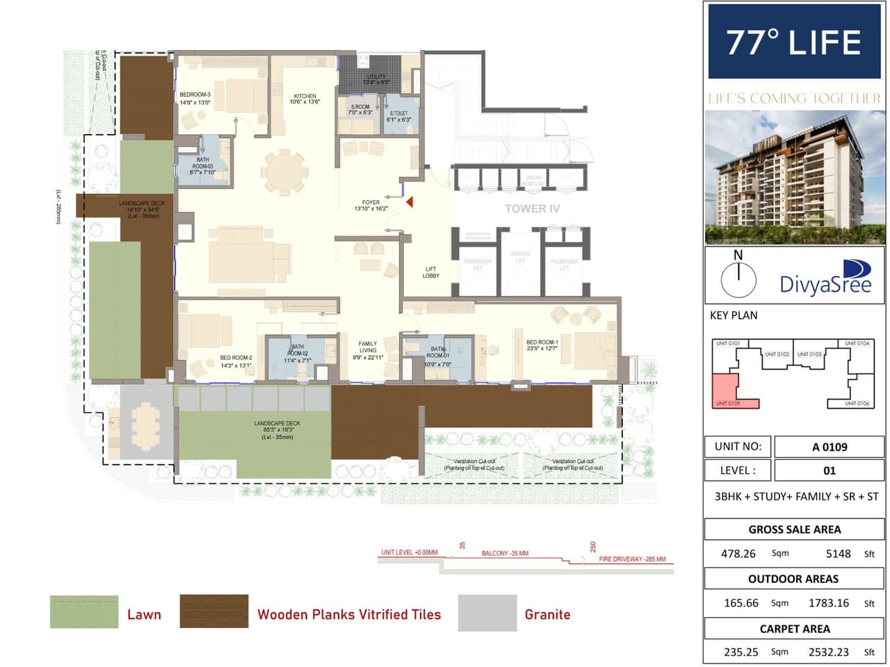 Divyashree 77 Life Unit plan - 2532 sq.ft.