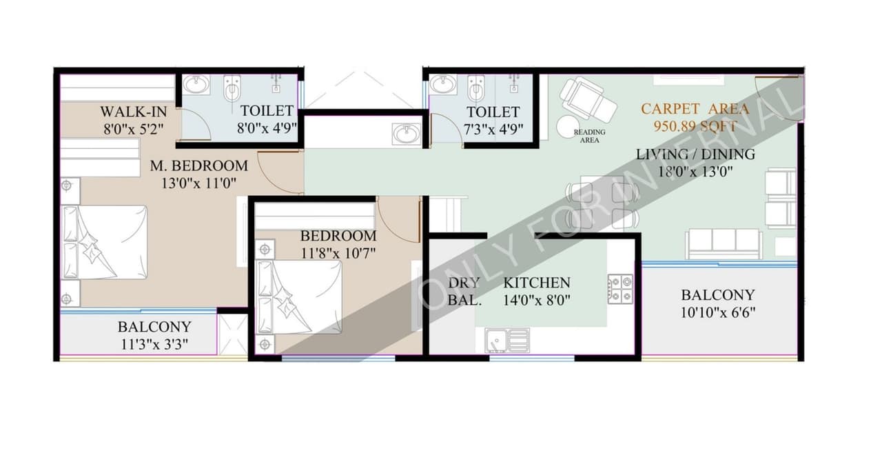 Kimaya One Unit plan - 950 sq.ft.