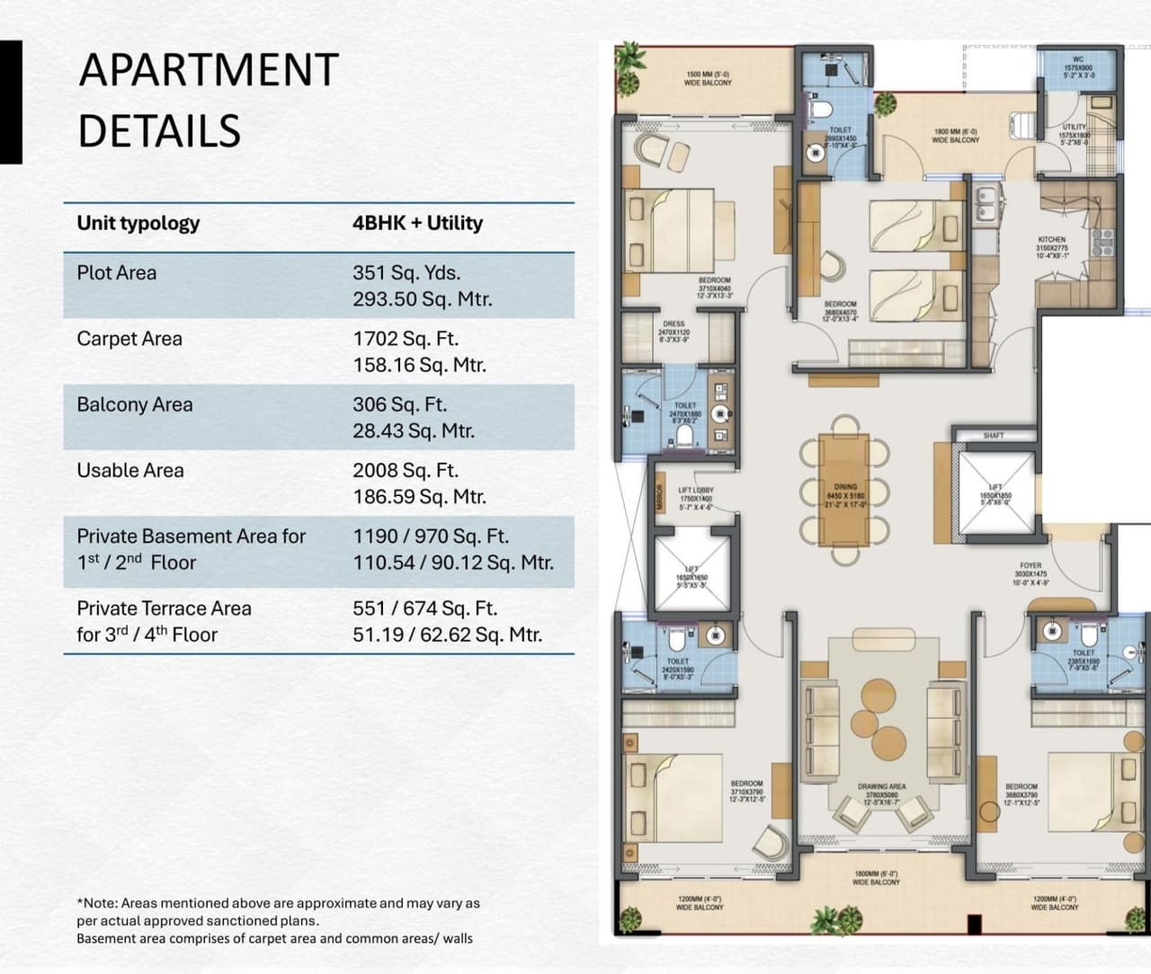 Adani Samsara Ivana Unit plan - 1700 sq.ft.
