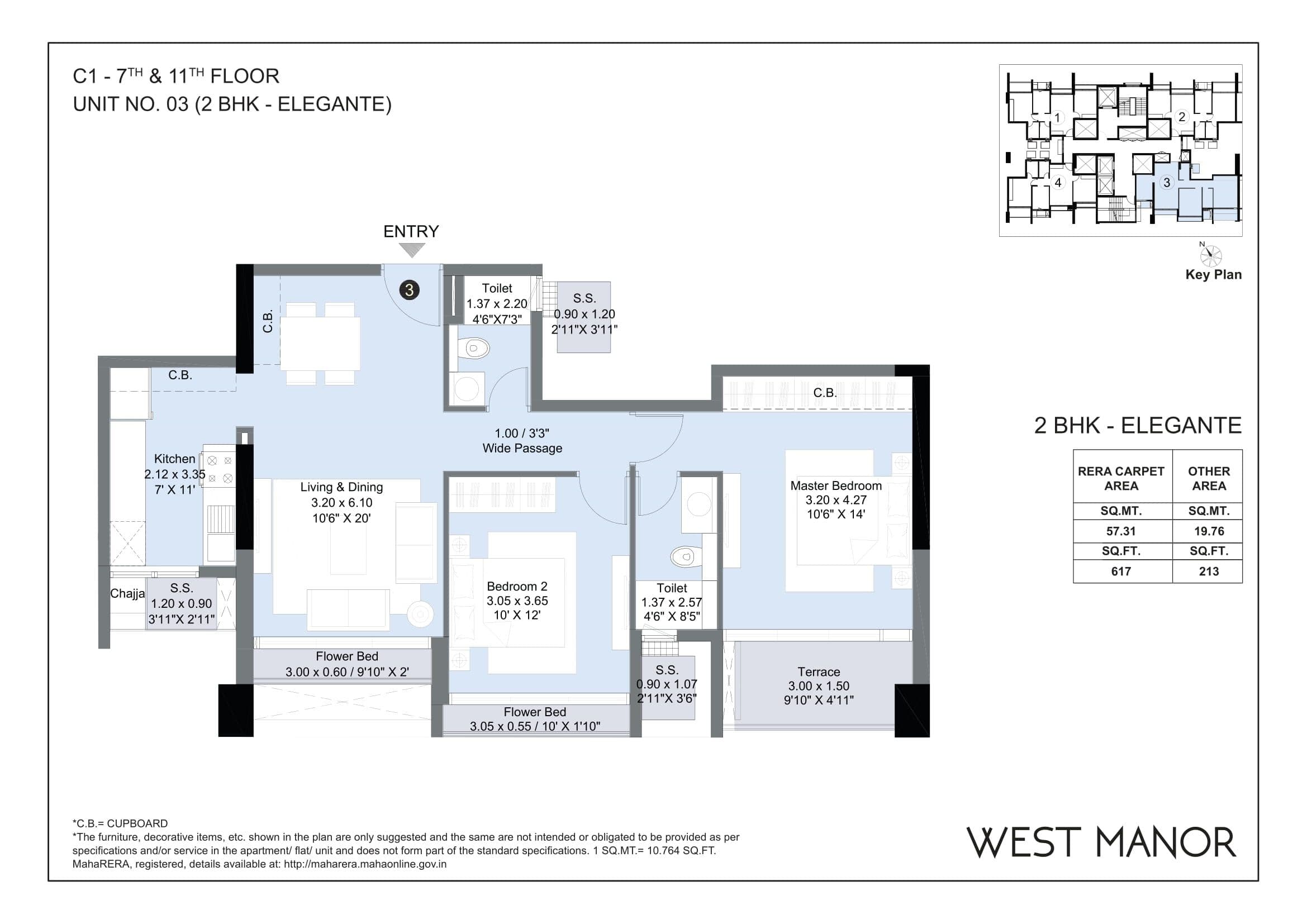 L&T West Manor Unit plan - 830 sq.ft.