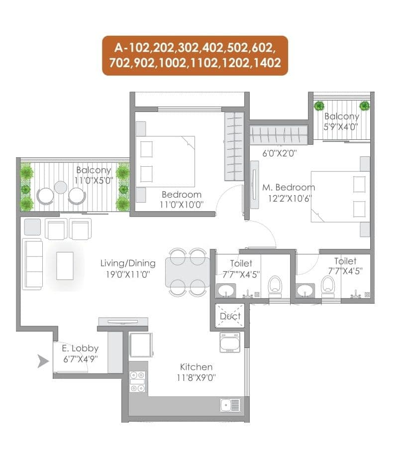 Unit plan - 774 sq.ft.