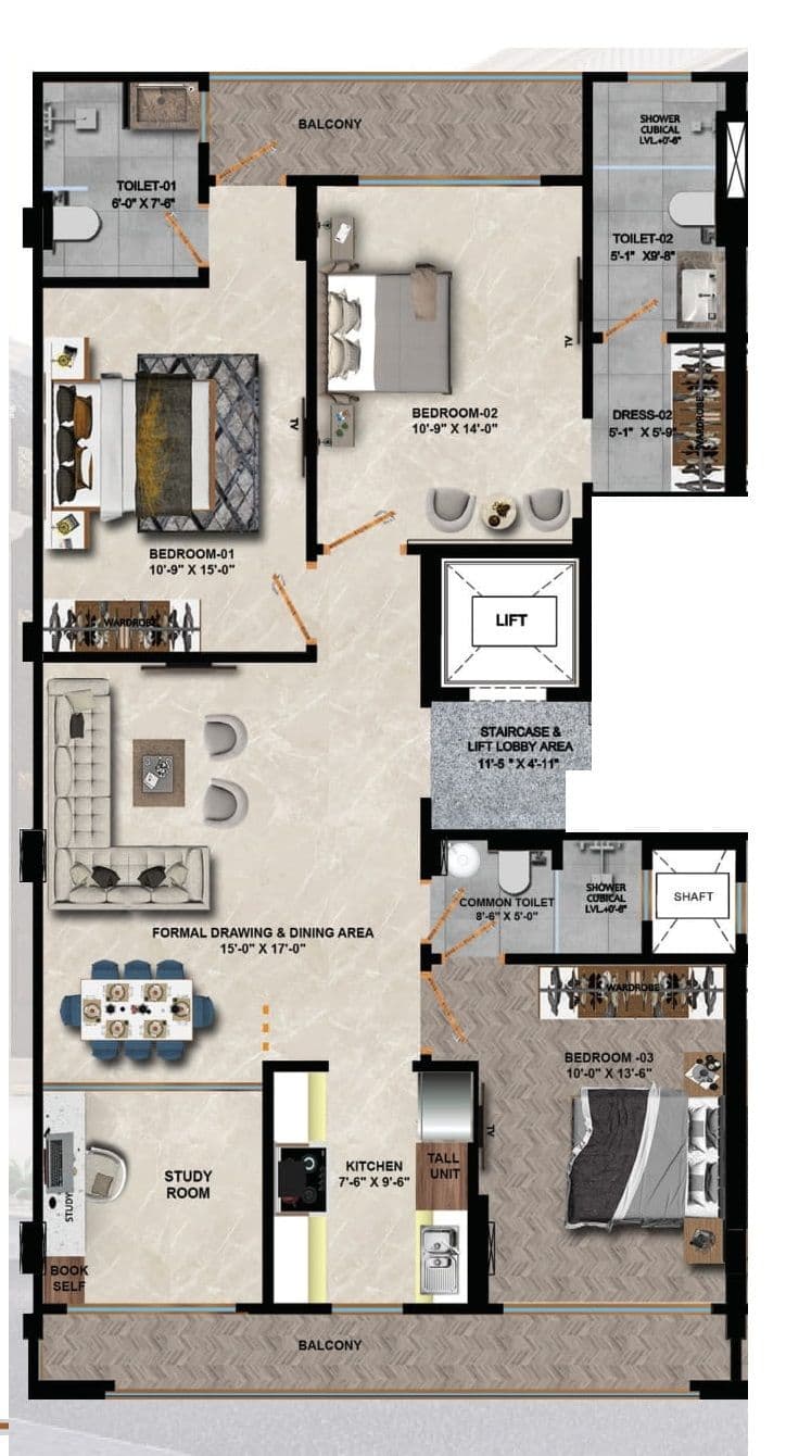 Victory Floors Unit plan - 1200 sq.ft.