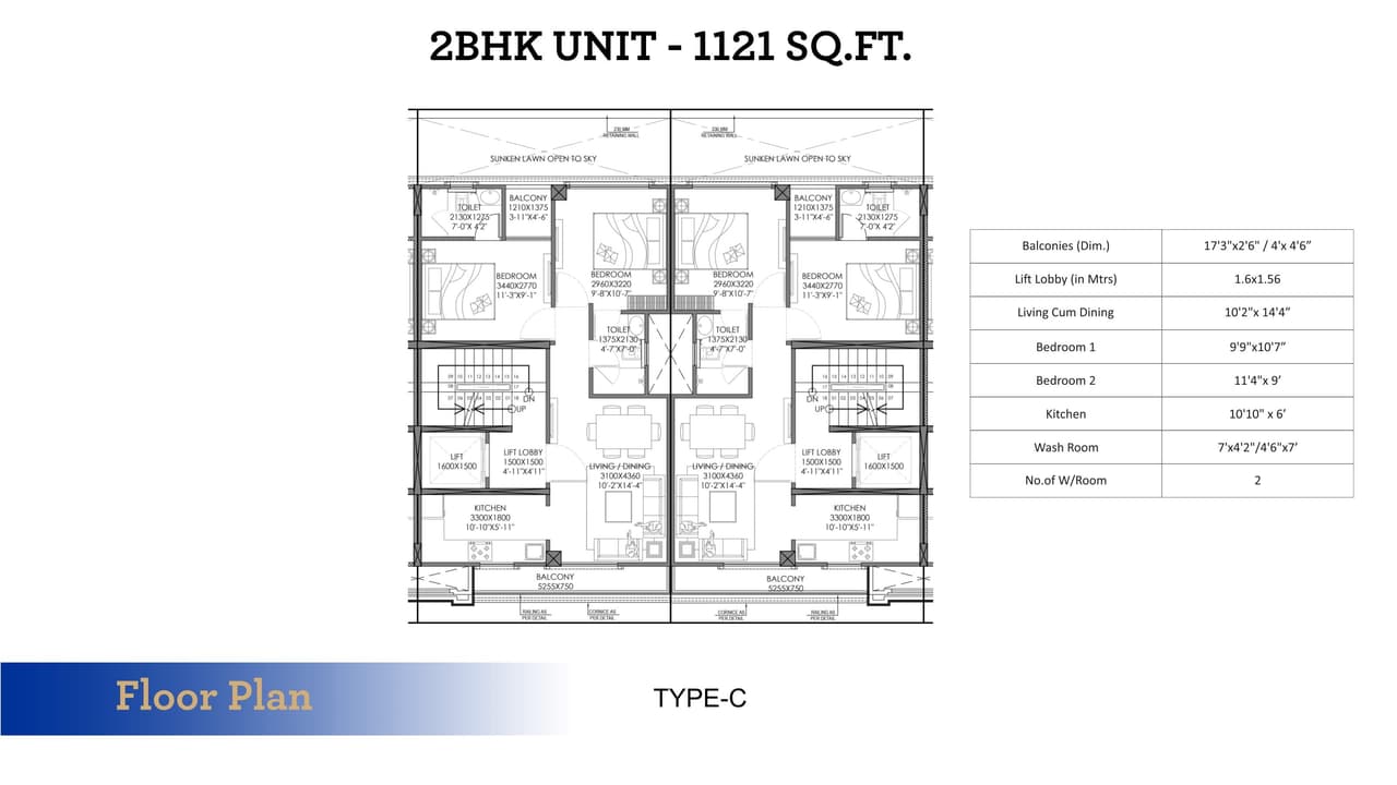 Paras Floret Unit plan - 600 sq.ft.