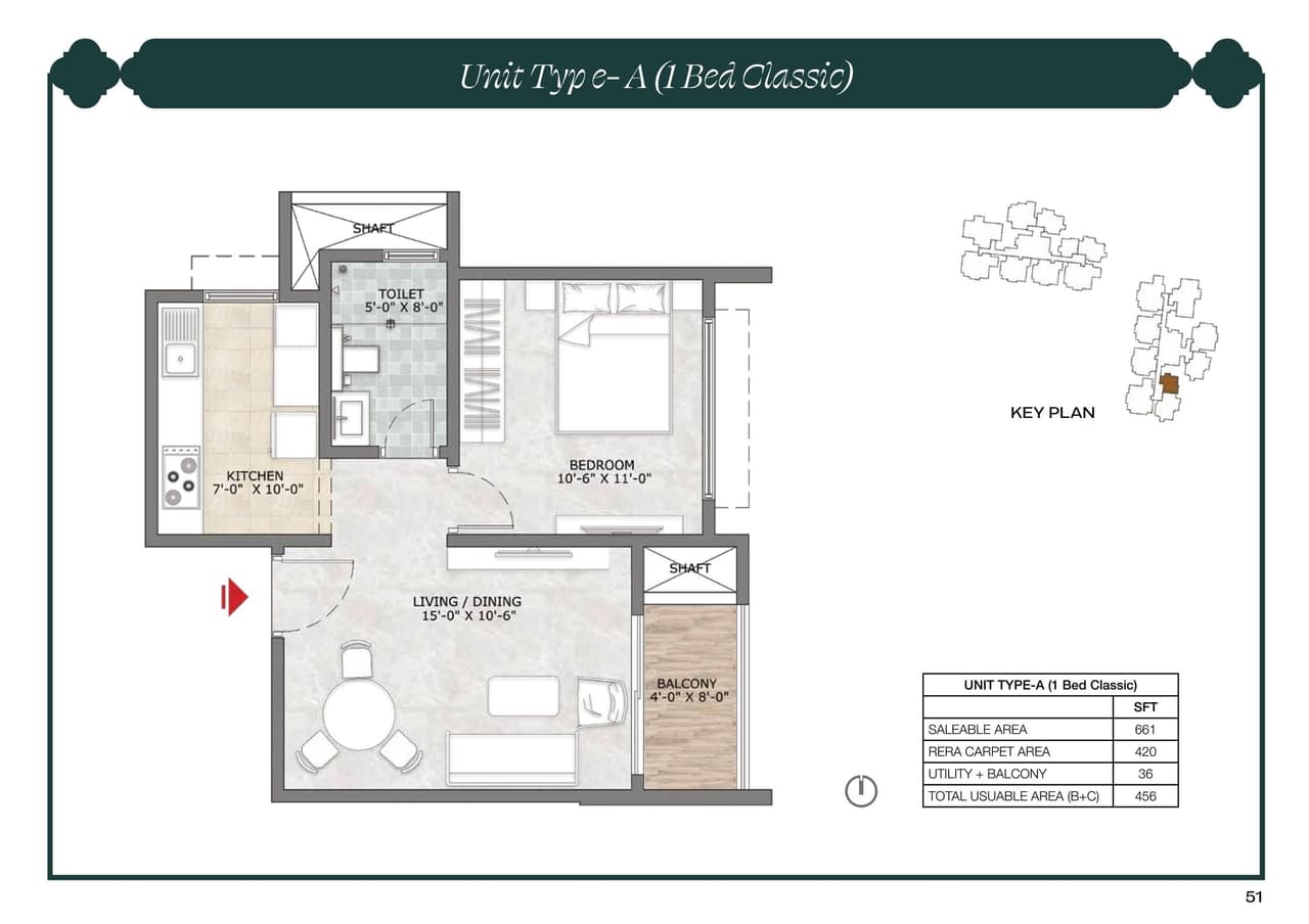 Prestige Suncrest Unit plan - 420 sq.ft.
