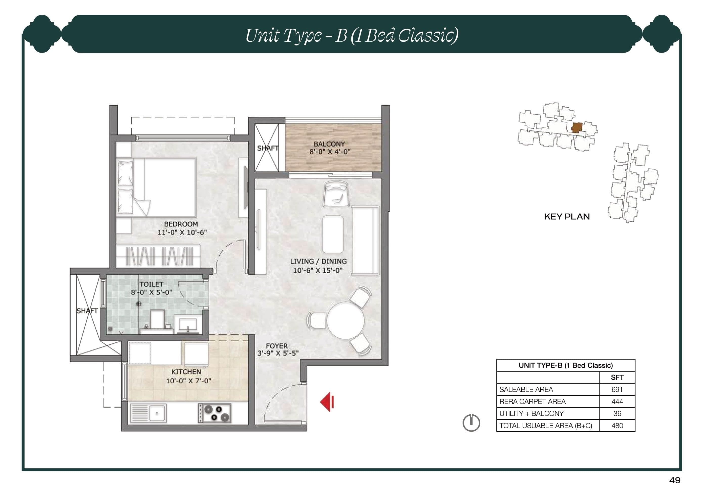 Unit plan - 444 sq.ft.