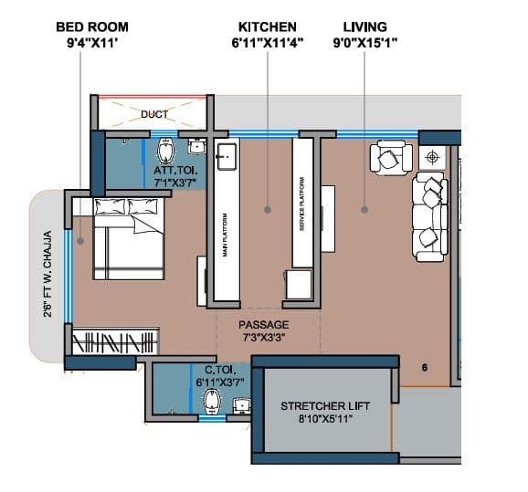 Unit plan - 423 sq.ft.