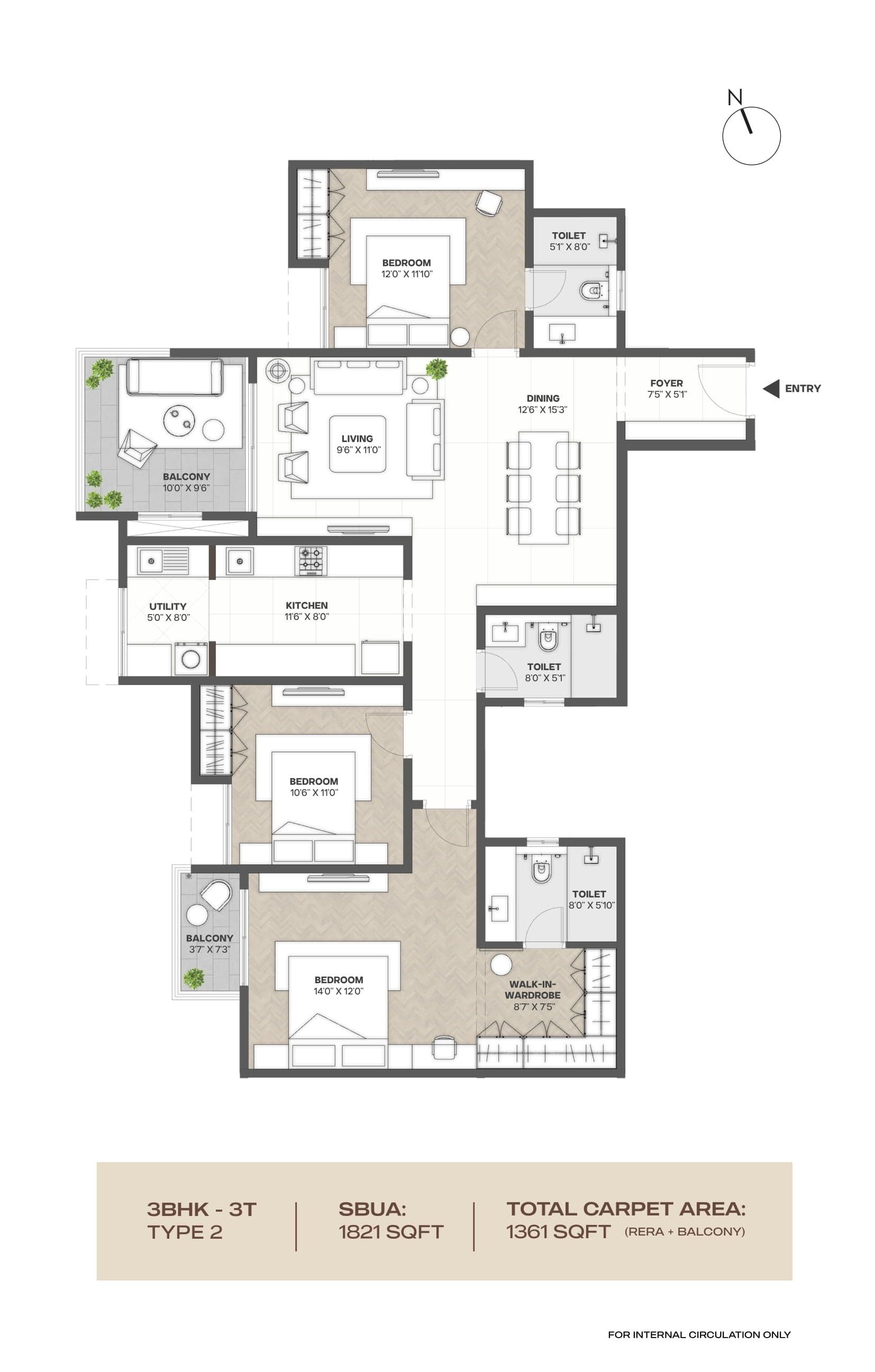 Unit plan - 1226 sq.ft.