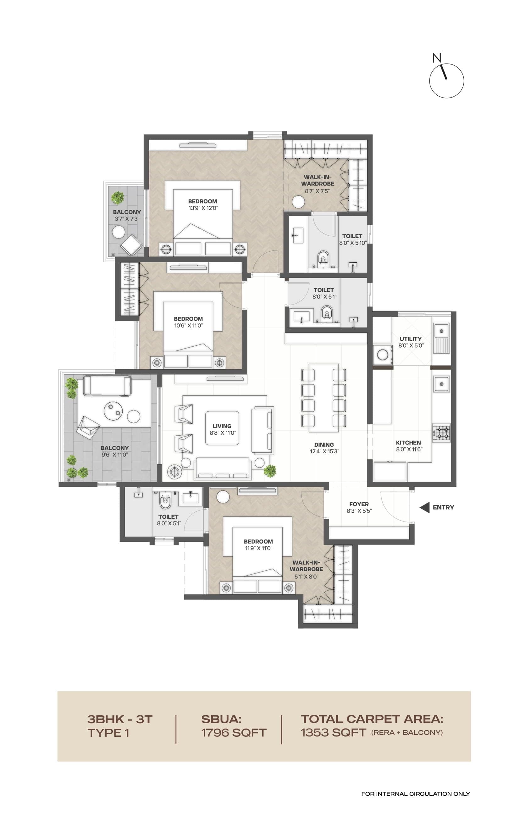 Unit plan - 1207 sq.ft.