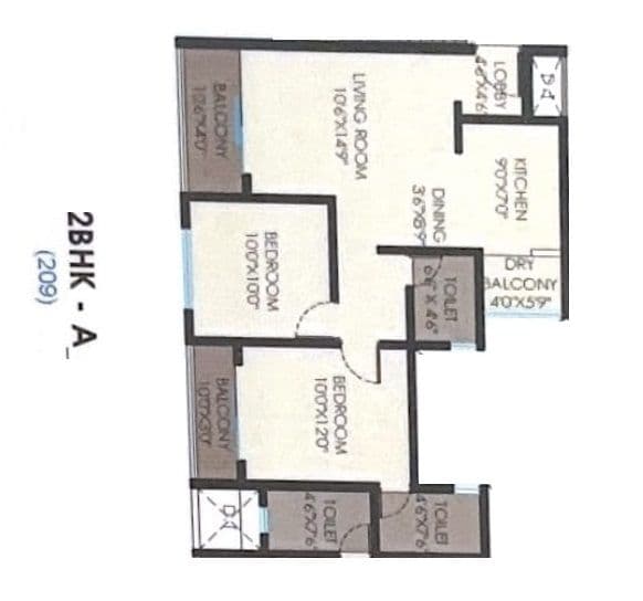 Landmark Luxuria Unit plan - 730 sq.ft.