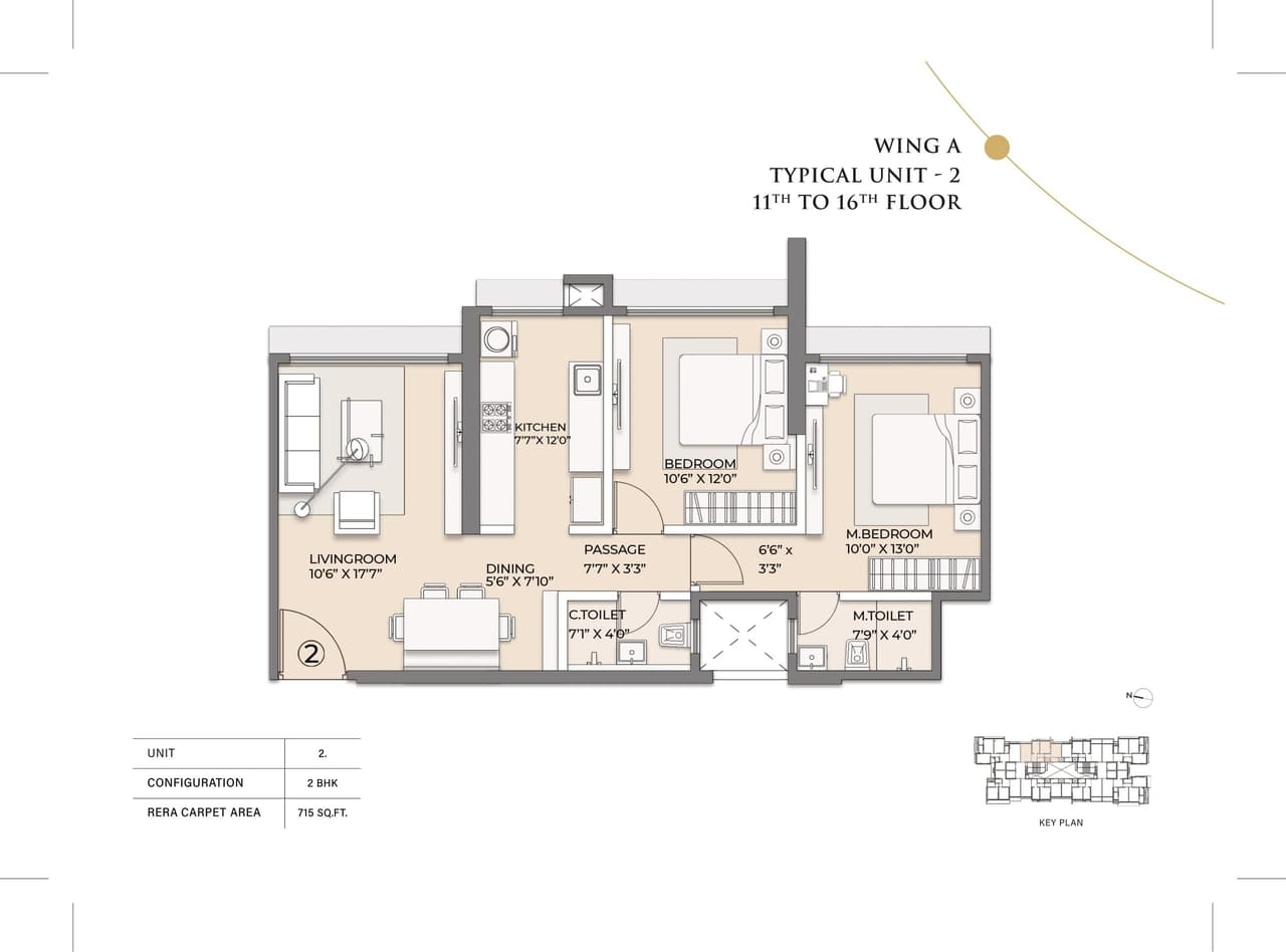 Arkade Vistas Unit plan - 715 sq.ft.