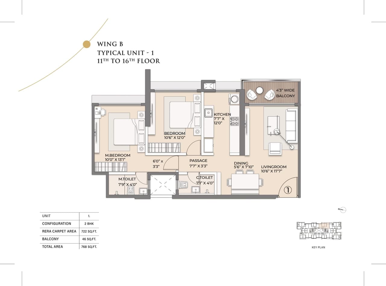 Arkade Vistas Unit plan - 768 sq.ft.