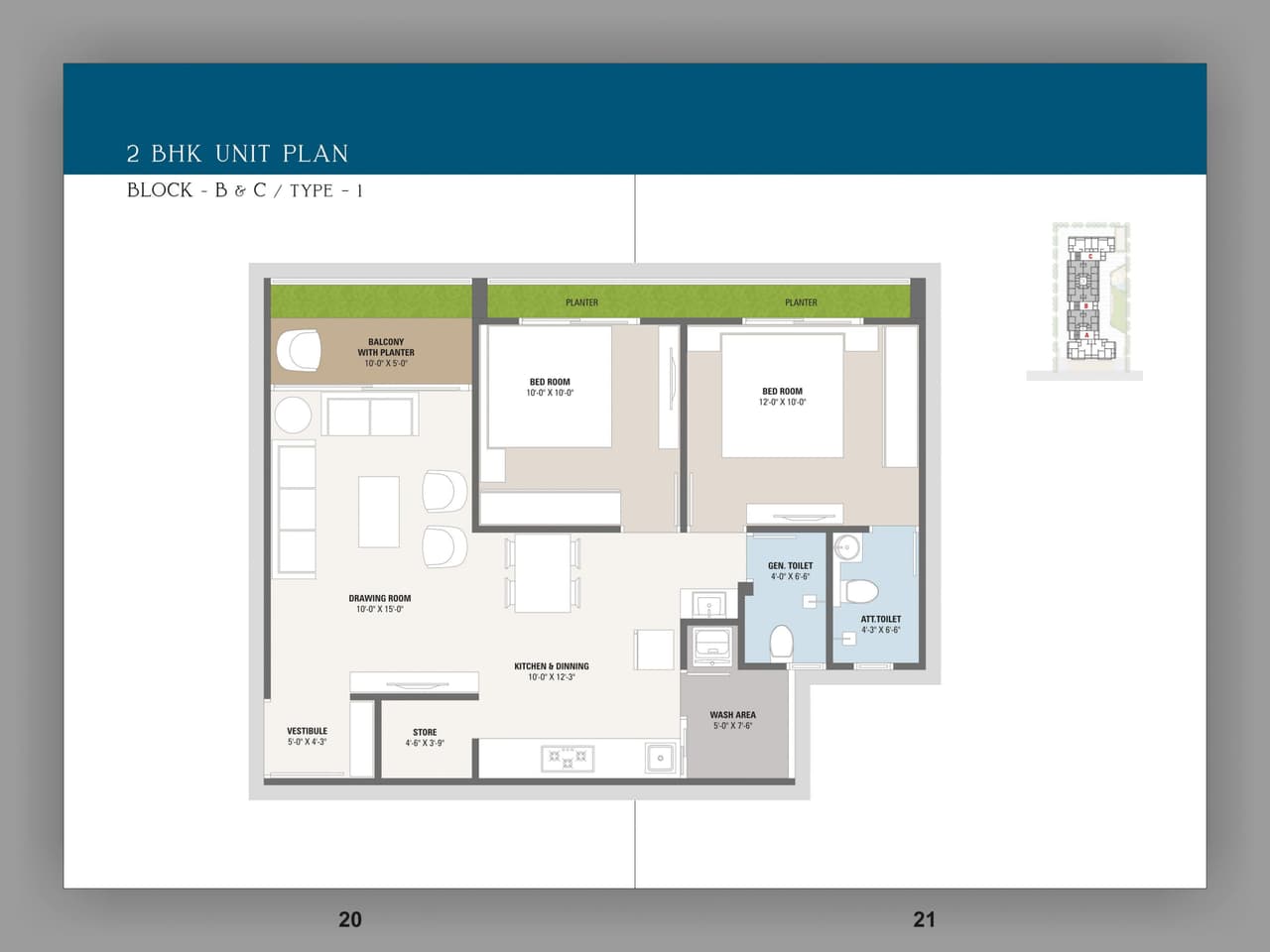 The Atlantis Wave Unit plan - 816 sq.ft.