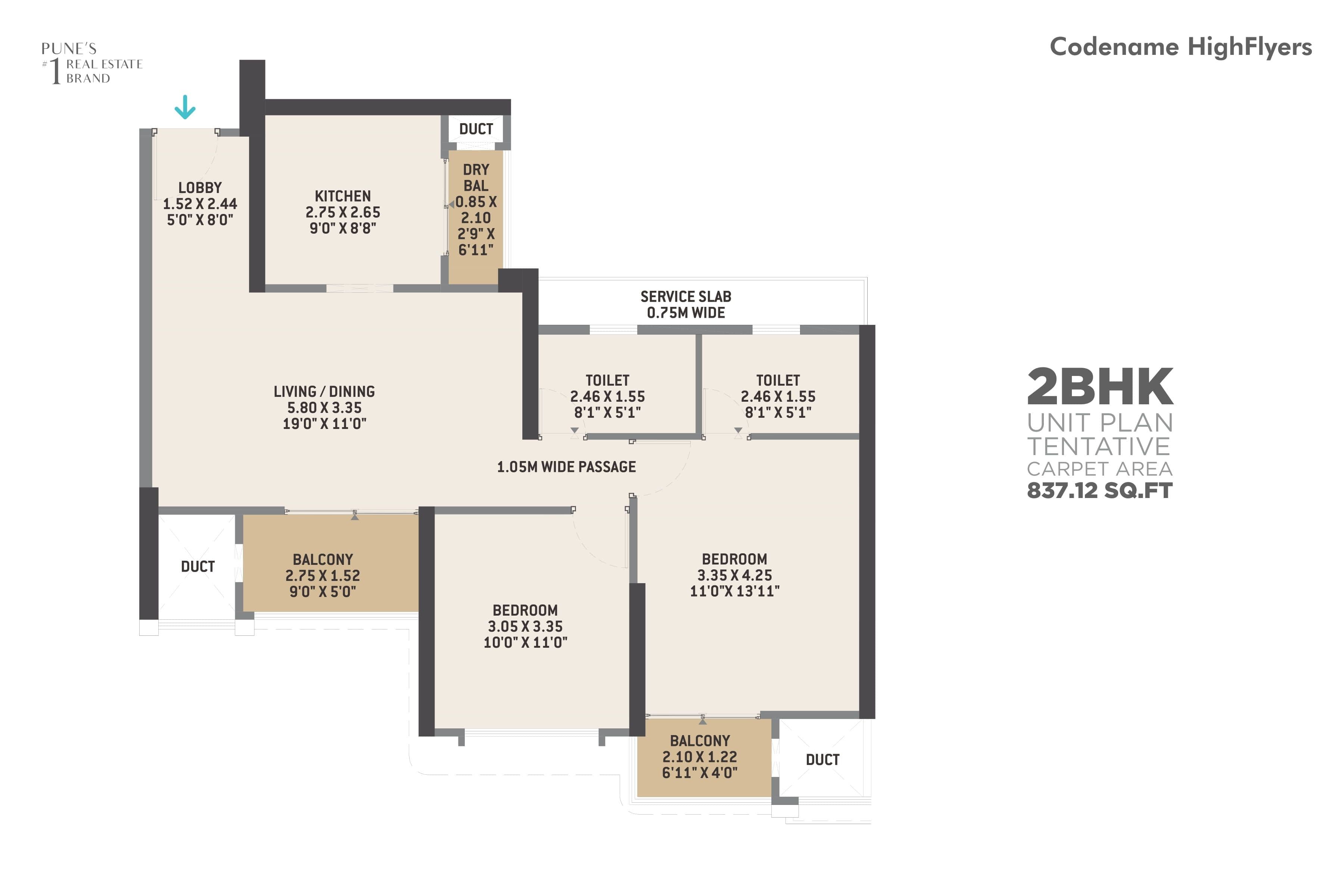 Unit plan - 837 sq.ft.