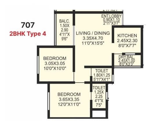 Shiv Divine Deeds Unit plan - 633 sq.ft.