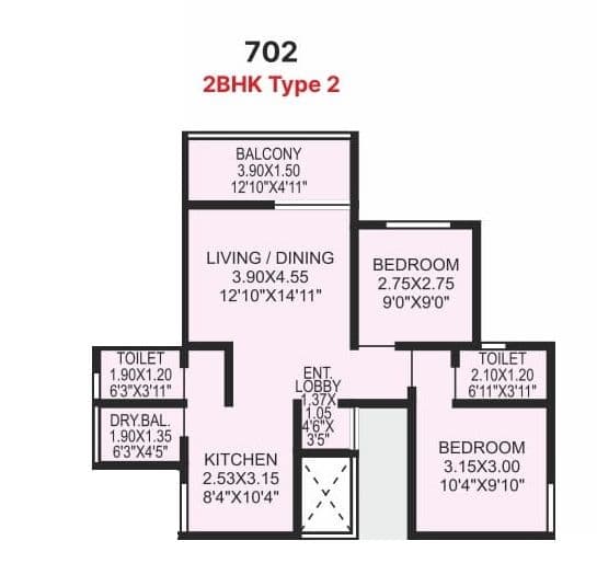 Shiv Divine Deeds Unit plan - 672 sq.ft.