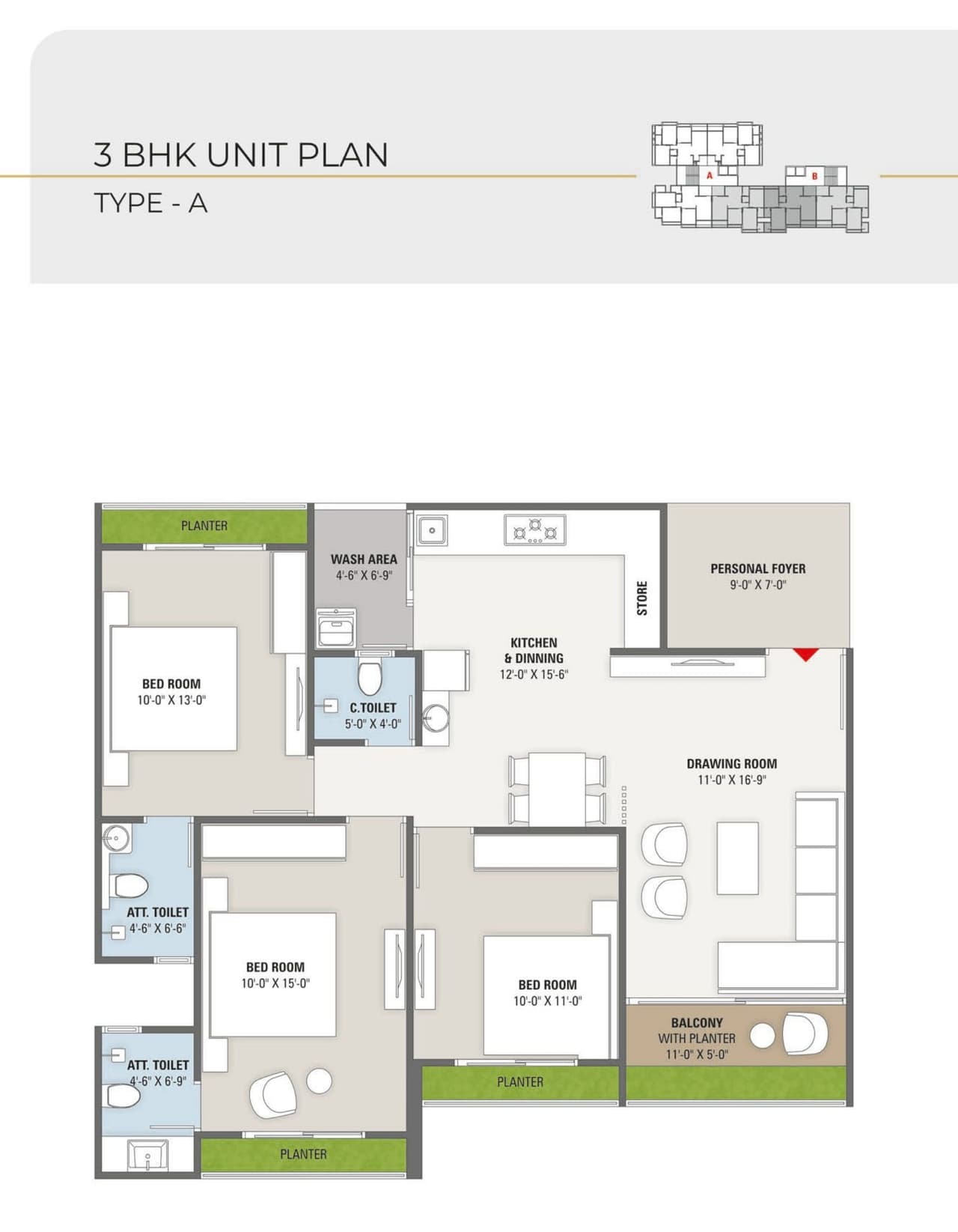 The Atlantis 84 Unit plan - 1035 sq.ft.