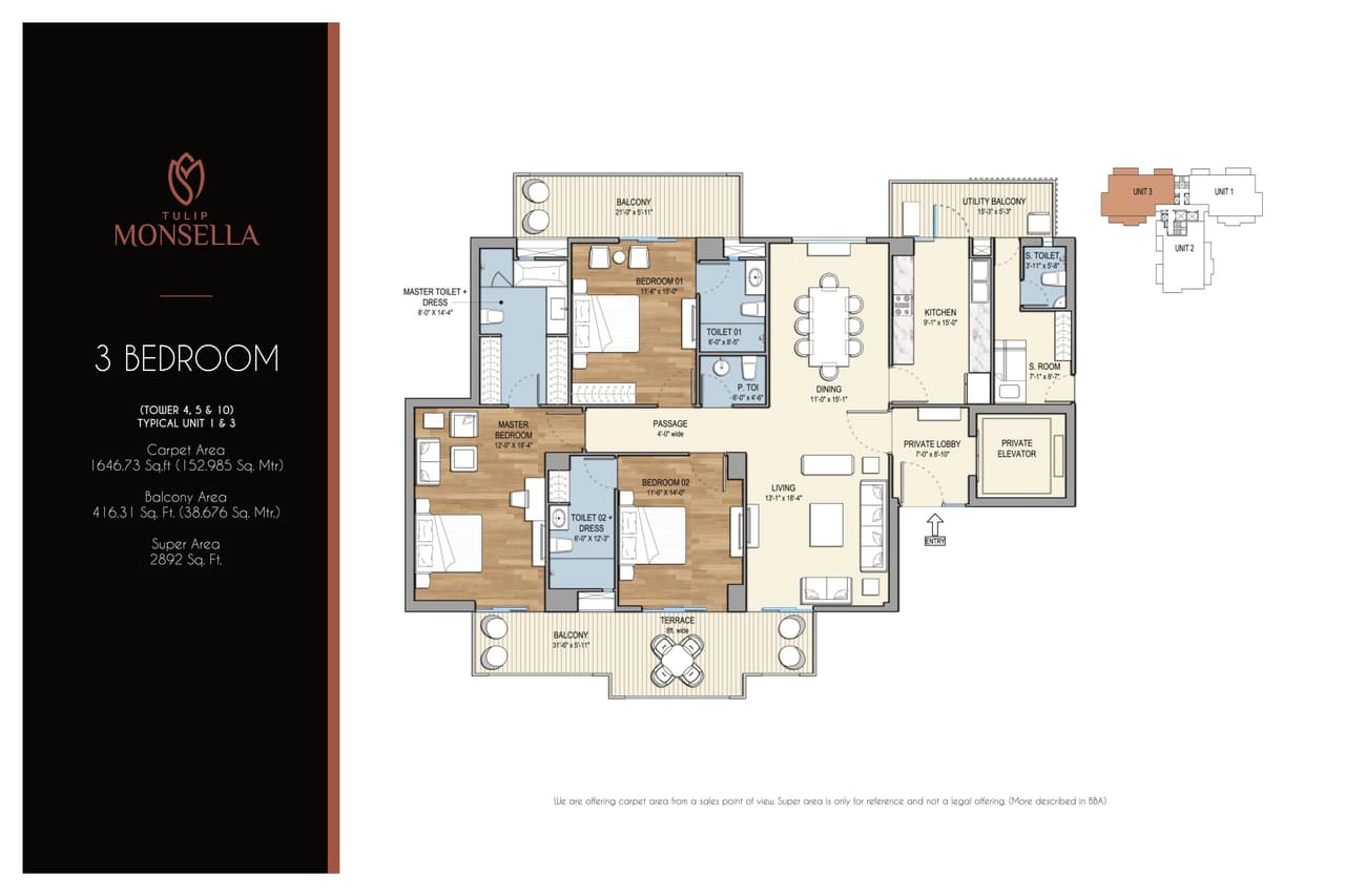 Tulip Monsella Unit plan - 1646 sq.ft.
