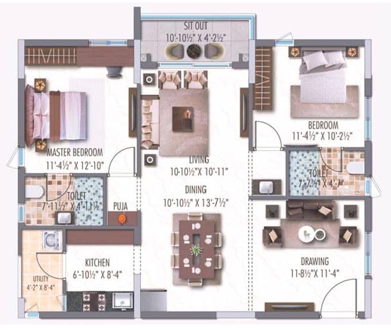 Hallmark Skyrena Unit plan - 927 sq.ft.