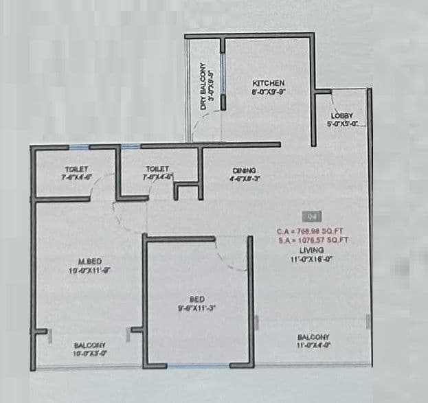Unit plan - 769 sq.ft.