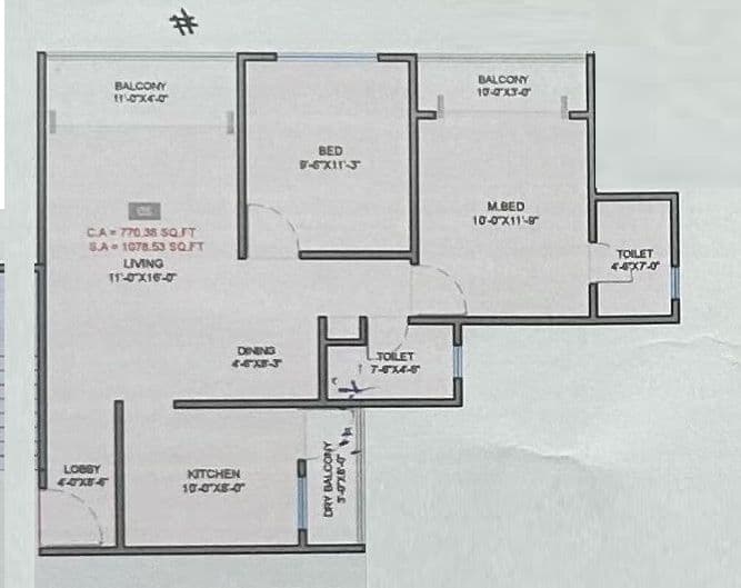 Infini Jagtap City Unit plan - 770 sq.ft.