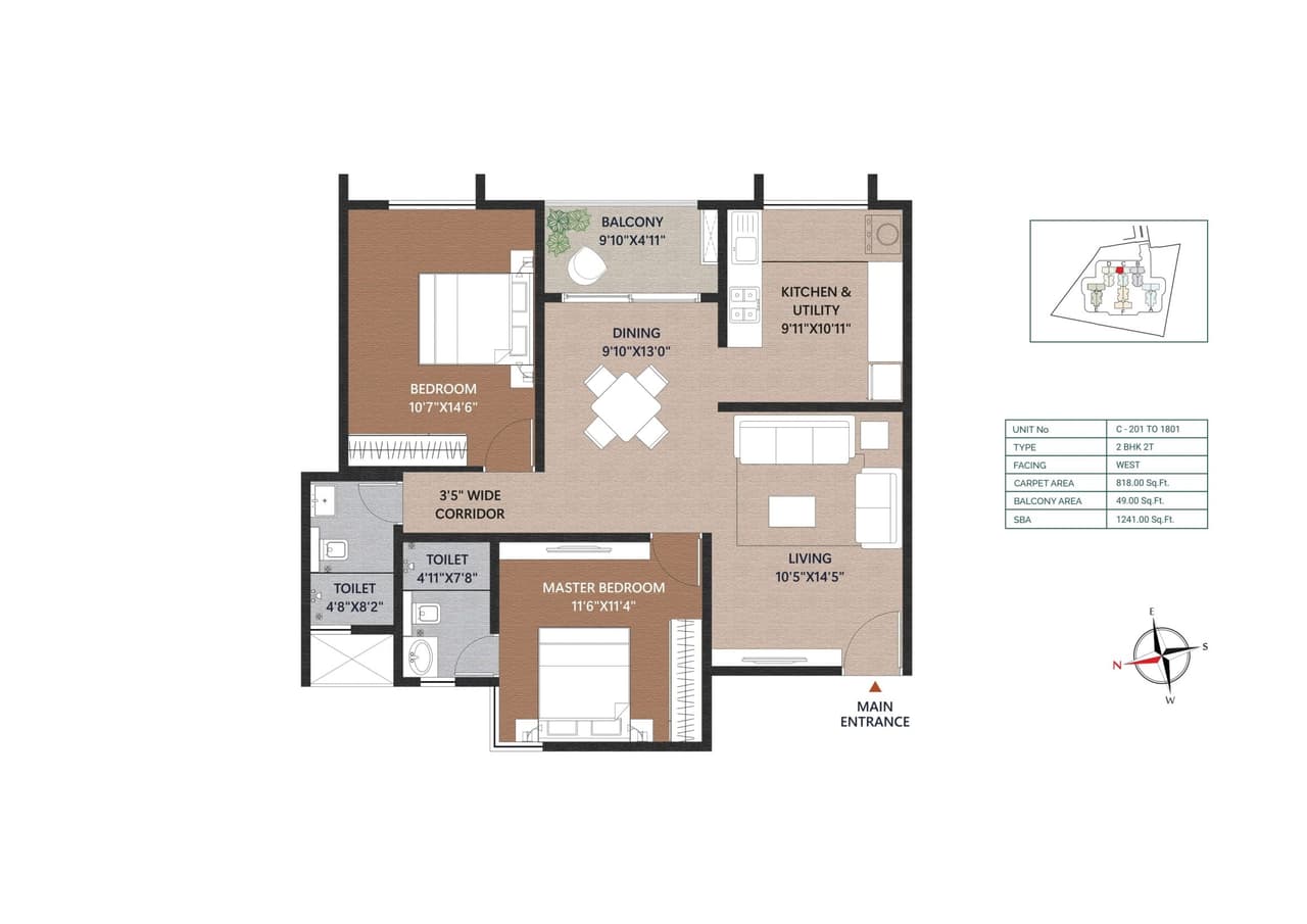 Concorde Neo Unit plan - 868 sq.ft.