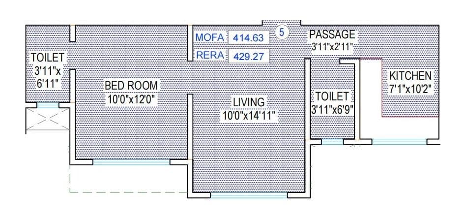 Skyla Krishna Kripa Unit plan - 430 sq.ft.