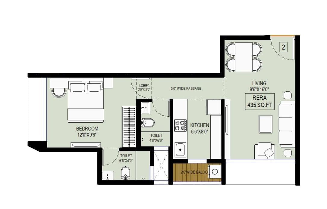 Unit plan - 435 sq.ft.