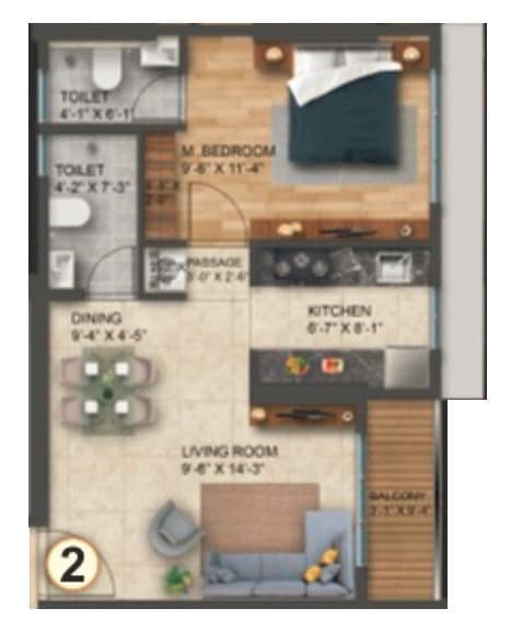 Rockline The Meridian Towers Unit plan - 494 sq.ft.