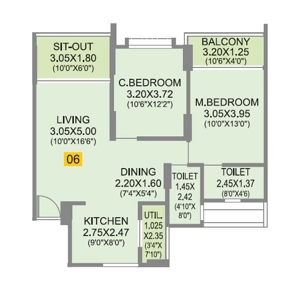 Aditya Vivaaz Unit plan - 805 sq.ft.