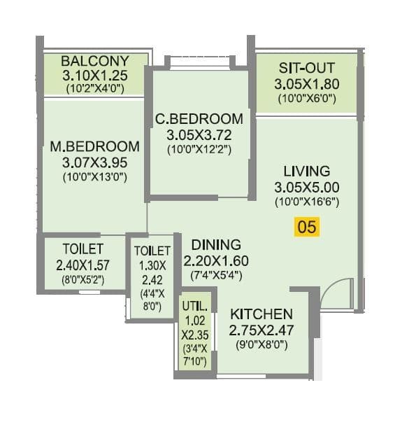 Aditya Vivaaz Unit plan - 812 sq.ft.