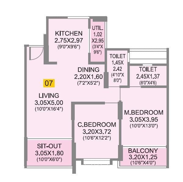Aditya Vivaaz Unit plan - 840 sq.ft.