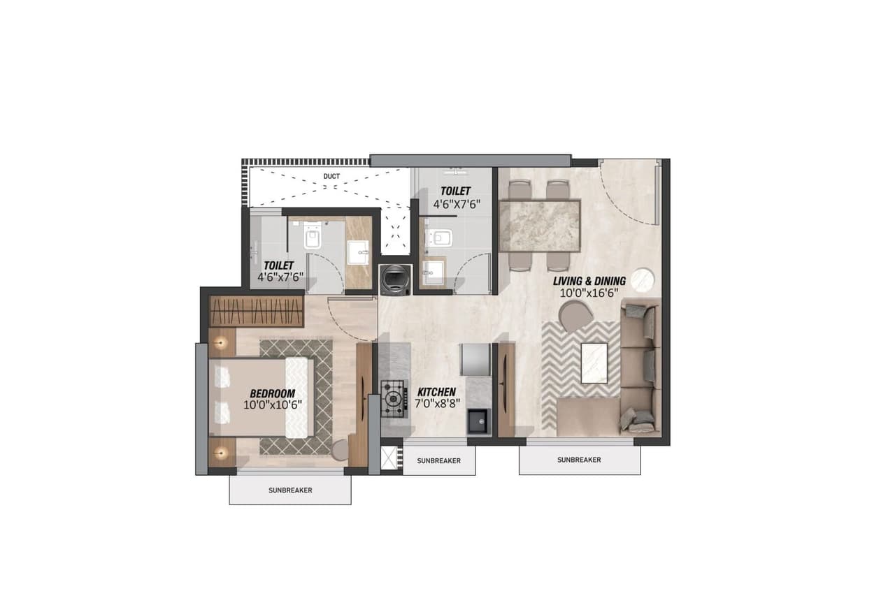 Neelyog Aarana Unit plan - 421 sq.ft.