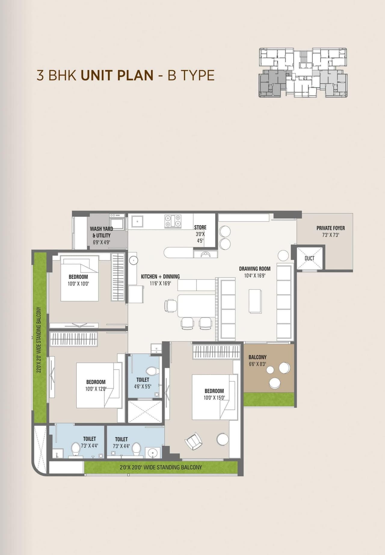 Florence 242 Unit plan - 1079 sq.ft.