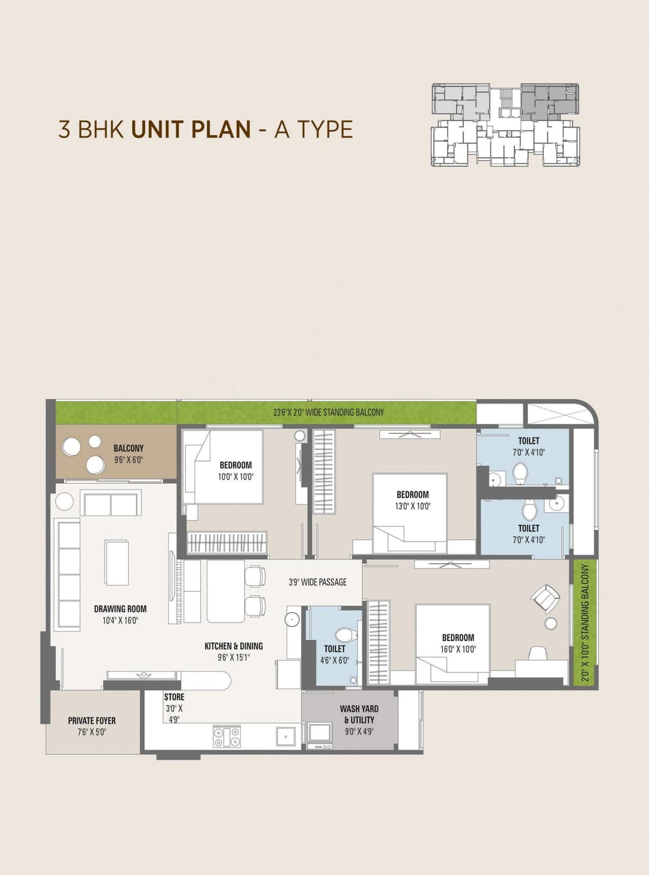 Florence 242 Unit plan - 1113 sq.ft.