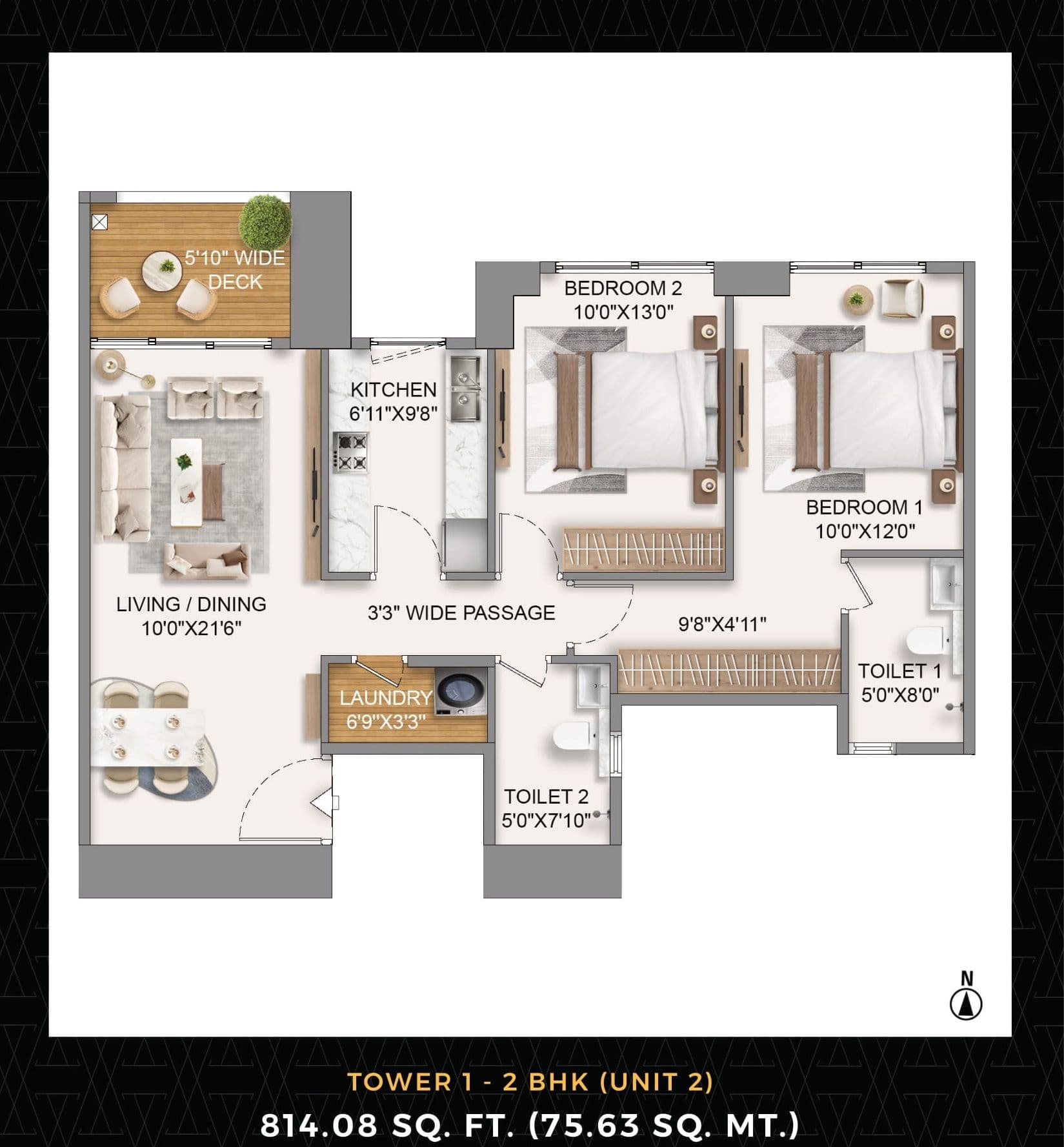 Unit plan - 814 sq.ft.