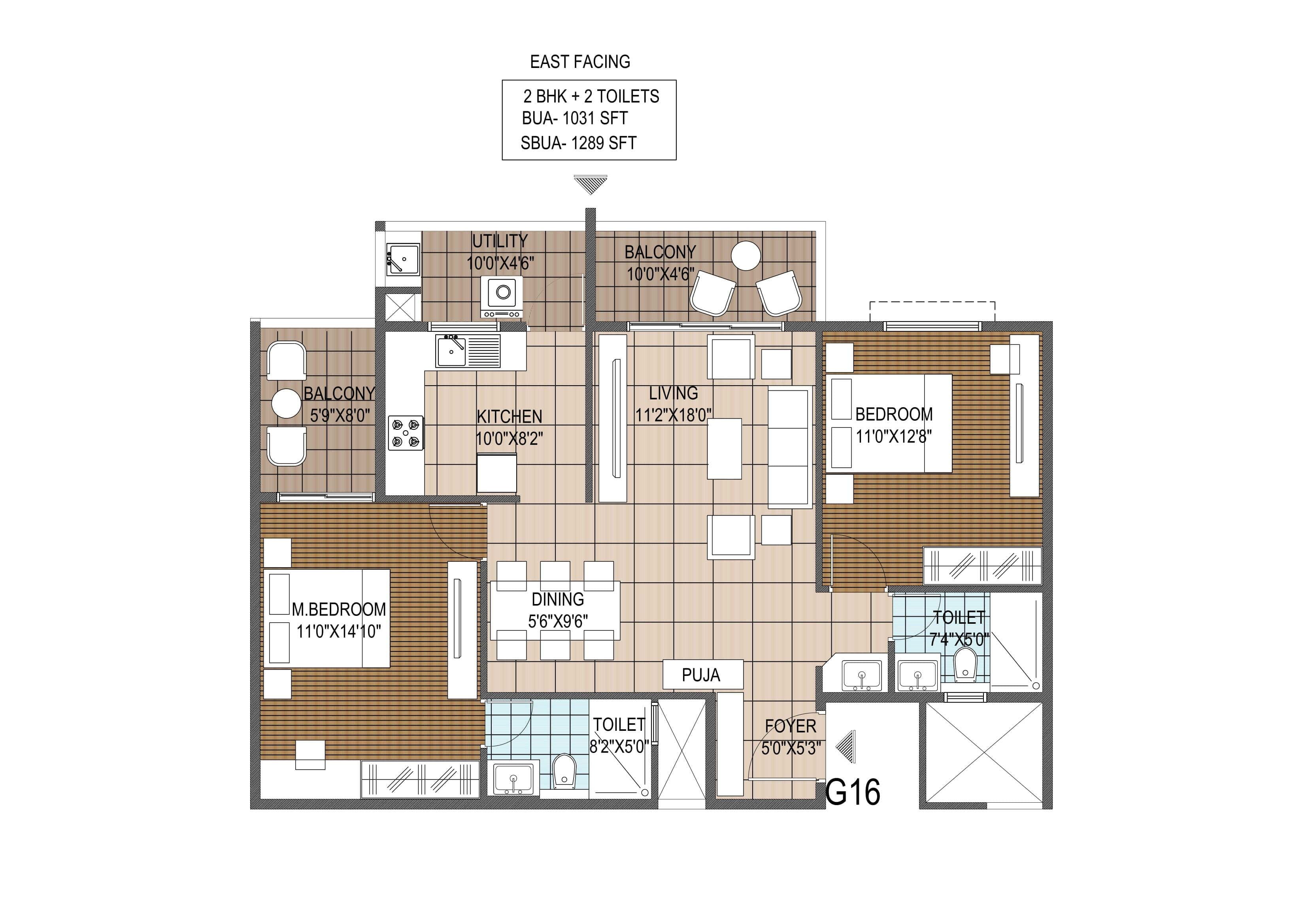 Unit plan - 822 sq.ft.