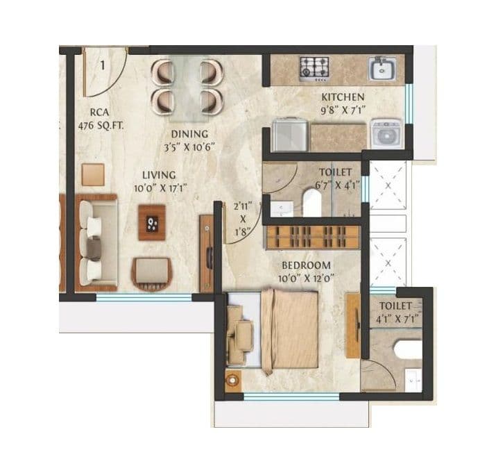 Samarpan Anand Unit plan - 476 sq.ft.