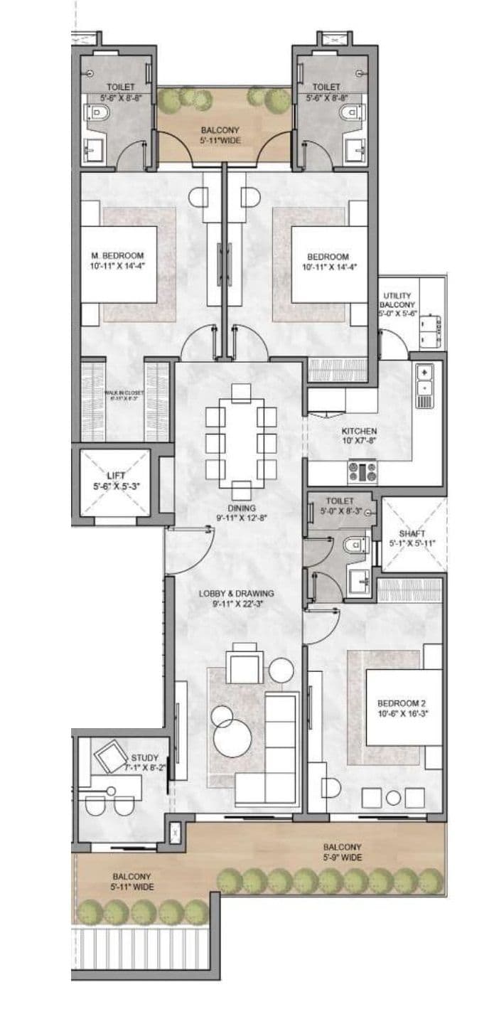 Orchid Ivy Unit plan - 1350 sq.ft.